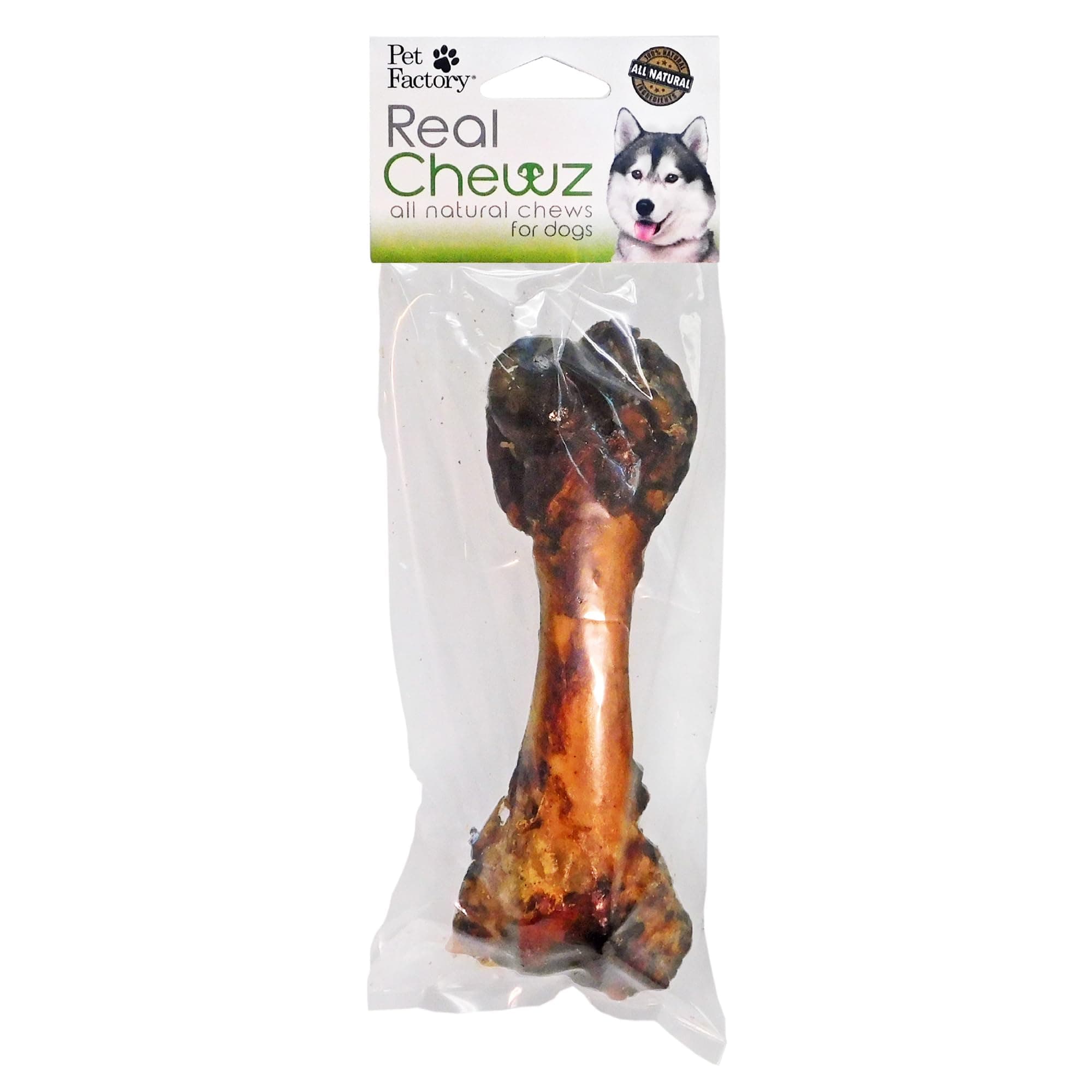 Real Chewz Pork Femur Bone (6-8 inches) - 100% Natural, Oven Baked, Single Ingredient, Long Lasting Dental Chew, for Medium to Large Dog, with No Preservatives, Additives or Fillers