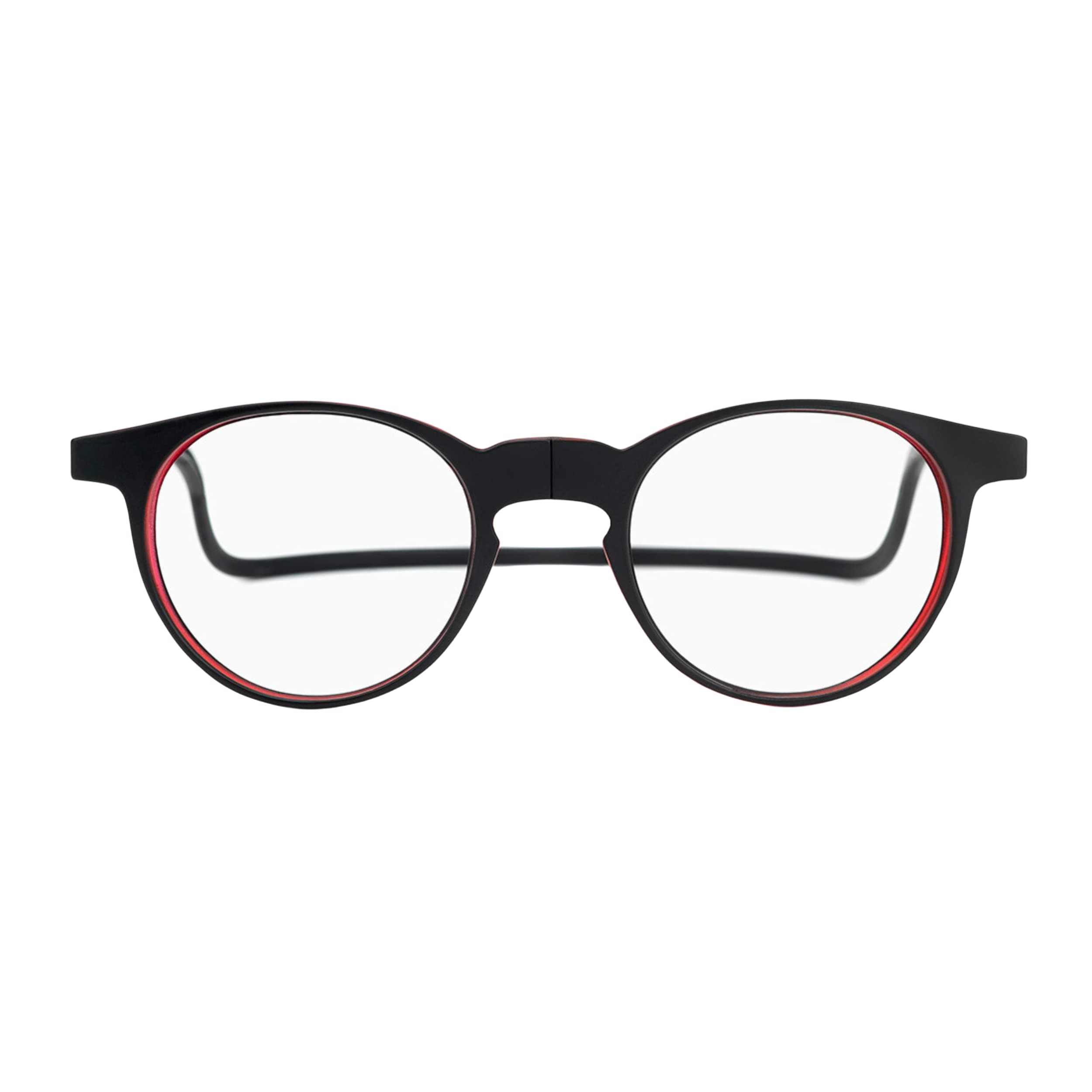 Slastik Soho 007 (Black & Red) Magnetic Reading Glasses - Folding Reading Glasses Features Oval Shape Frame Adjustable, Temples Flexible Neckband - Magnets Front Connection Glasses, Soft Pouch+1.00