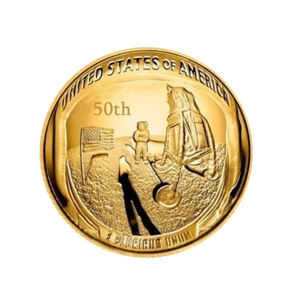 Forart 2019 Apollo 11 50th Anniversary Commemorative Coin First Man On Moon Coin 38mm Dia. Gold Silver Moon Landing Coins