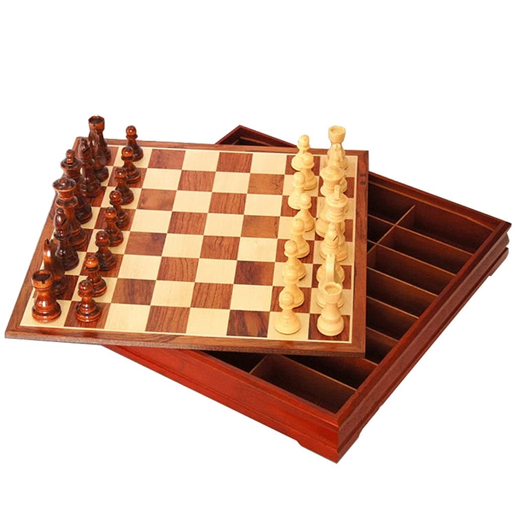Handmade Chess Set Wooden Chess Piece Storage Box With Chess Shess Board And Birch Chess Pieces-Gift Item 11.8"x11.8" chess gifts