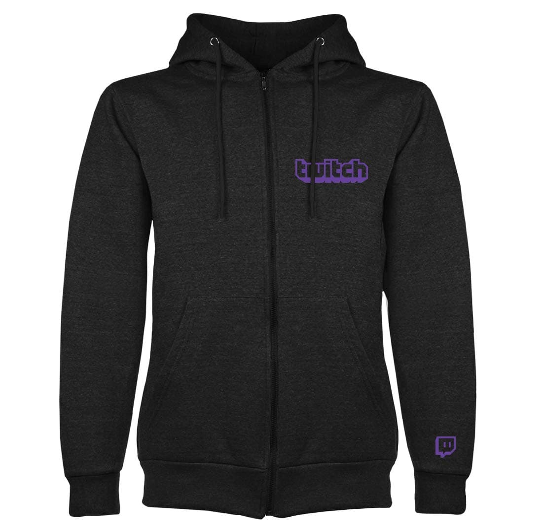 Twitch Purple Logo Zipup Hoodie - Black