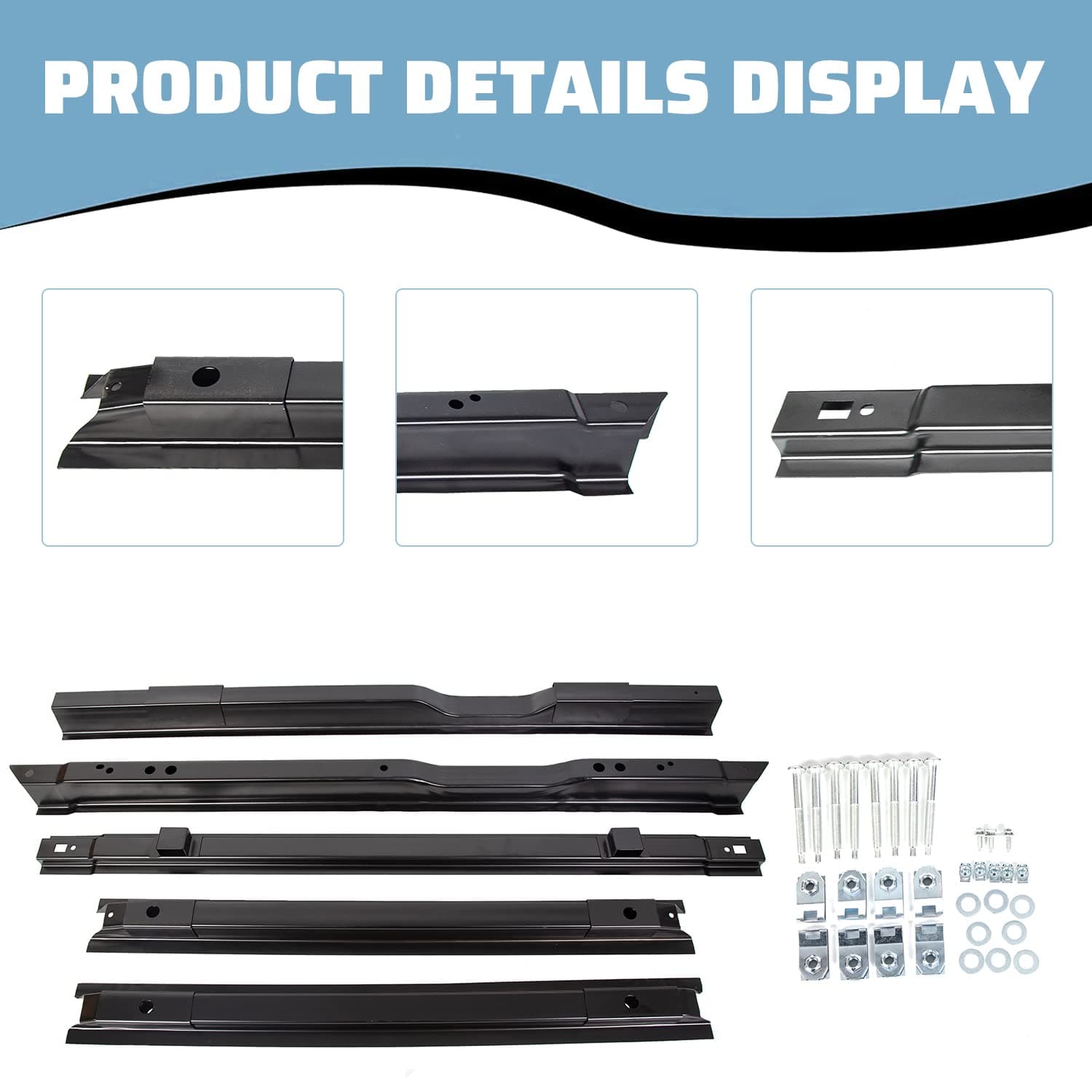 KUAFU Long Bed Crossmember Kit 8ft Compatible with 1999-2018 Ford F250 F350 2008-2016 Ford F450 Long Truck Floor Support Replacement for BC3Z9911215A/ YC3Z9911215BA