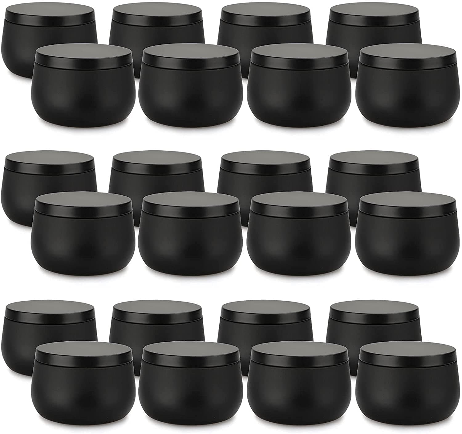 Candle Tin 24 Piece, 8 oz, Candle Containers with Lid, Black Candle Jars for Candle Making, DIY Candle Can Tin Bulk Candle Making Party Supplies