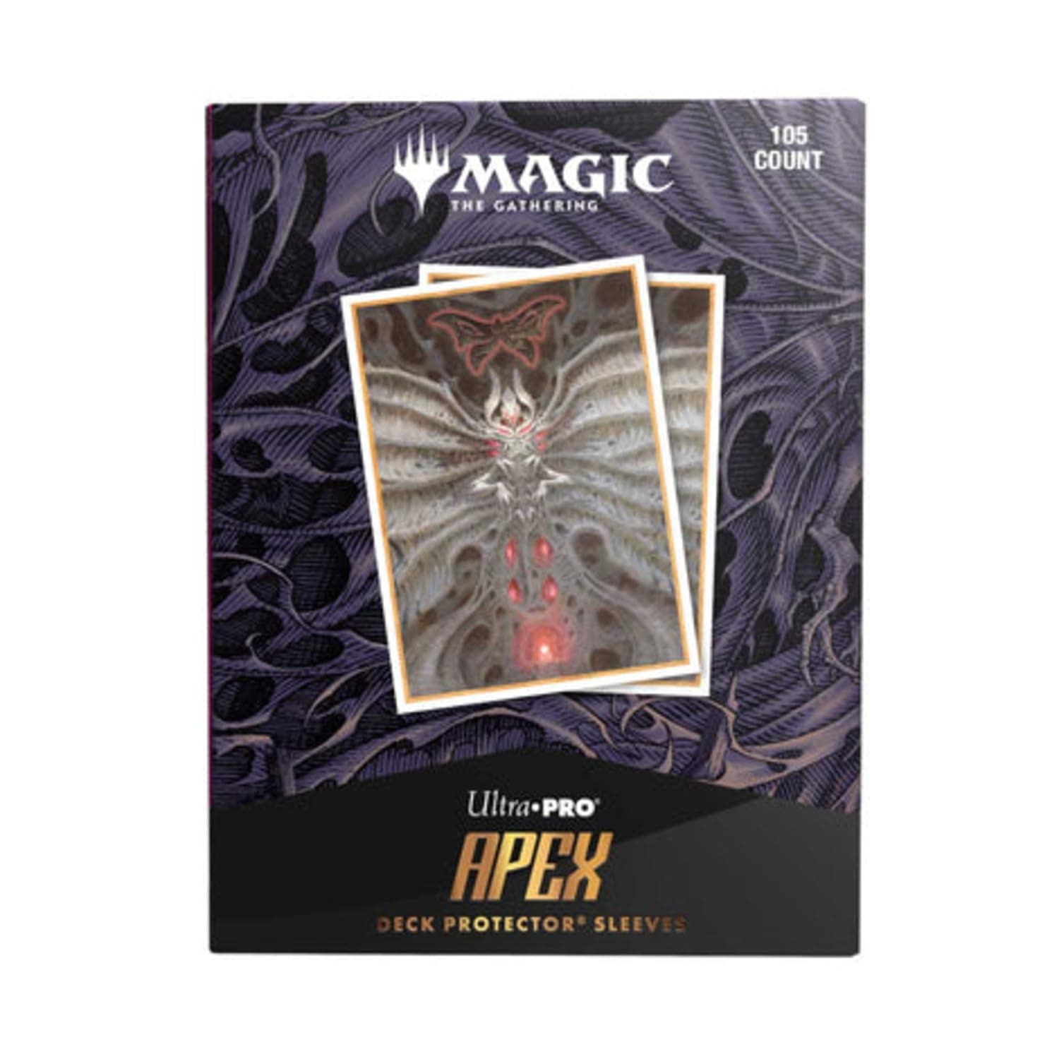 MTG Duskmourn 105ct Apex Deck Protector Sleeves Artwork of Creepy Leather Bound, 105 Standard Size Card Sleeves for Magic: The Gathering, Gloss Clear Front, Durable Card Protector
