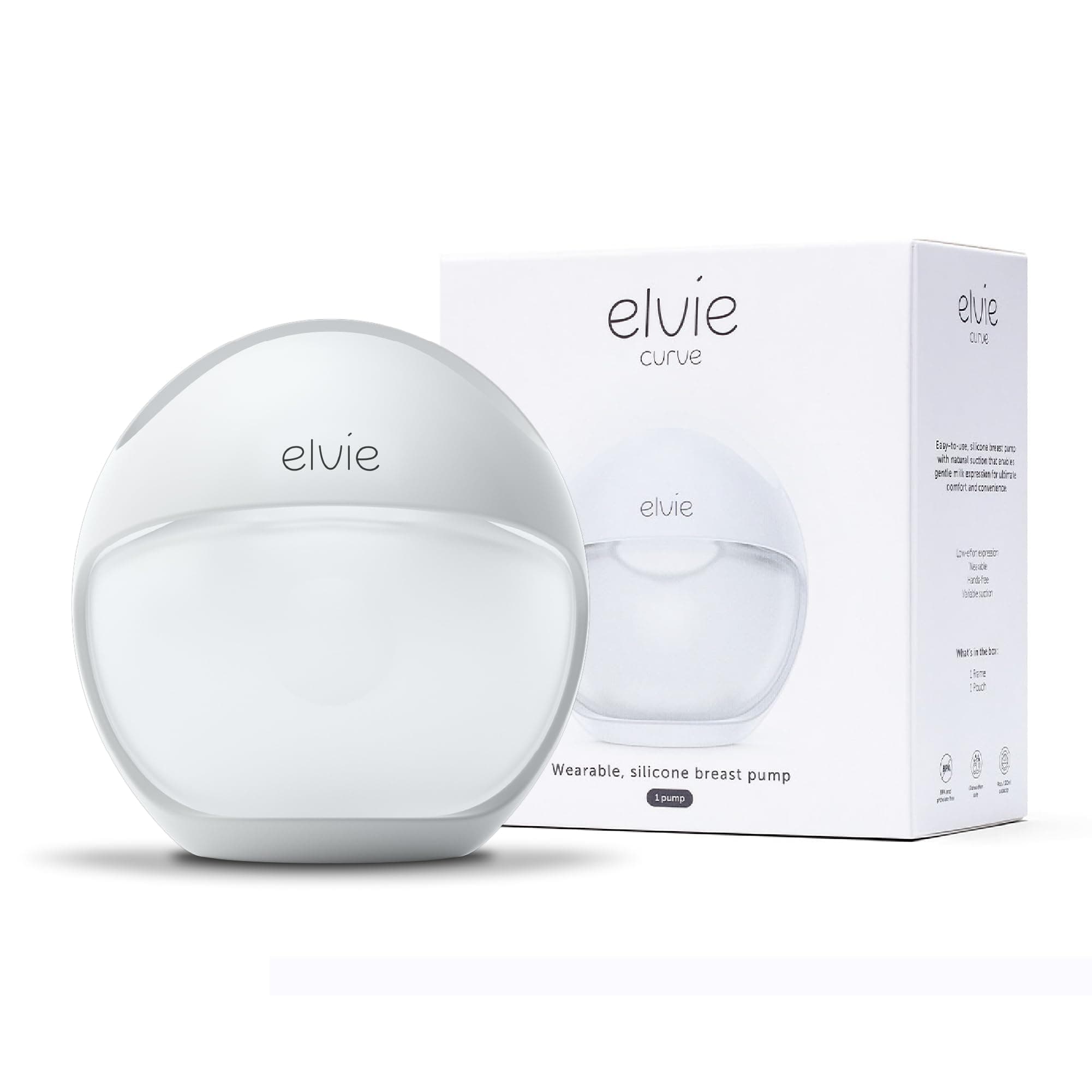 Curve Manual Wearable Breast Pump - Based on Natural Suction, Hands-Free, Kick-Proof, Portable Silicone Pump That Can Be Worn in-Bra for Gently Expressing While Feeding or Pumping