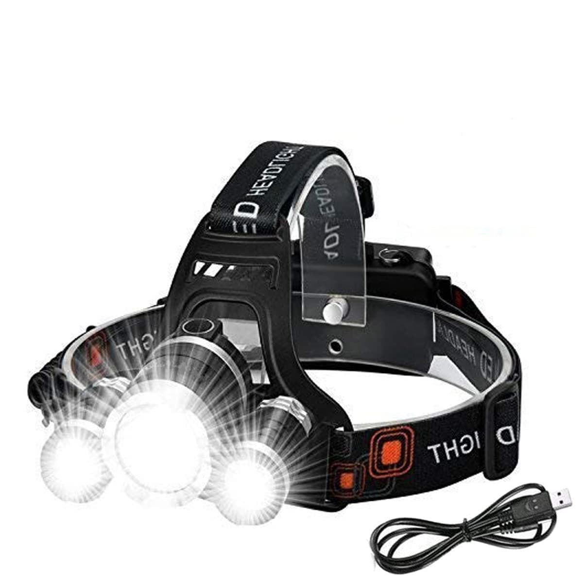 Victoper Head Torch Rechargeable Headlight with 3 Lights 4 Modes, 6000 Lumen Super Bright LED Lamp, Hands-Free Flashlight Head Torch for Running, Camping, Fishing, Cycling, Hiking, Waterproof