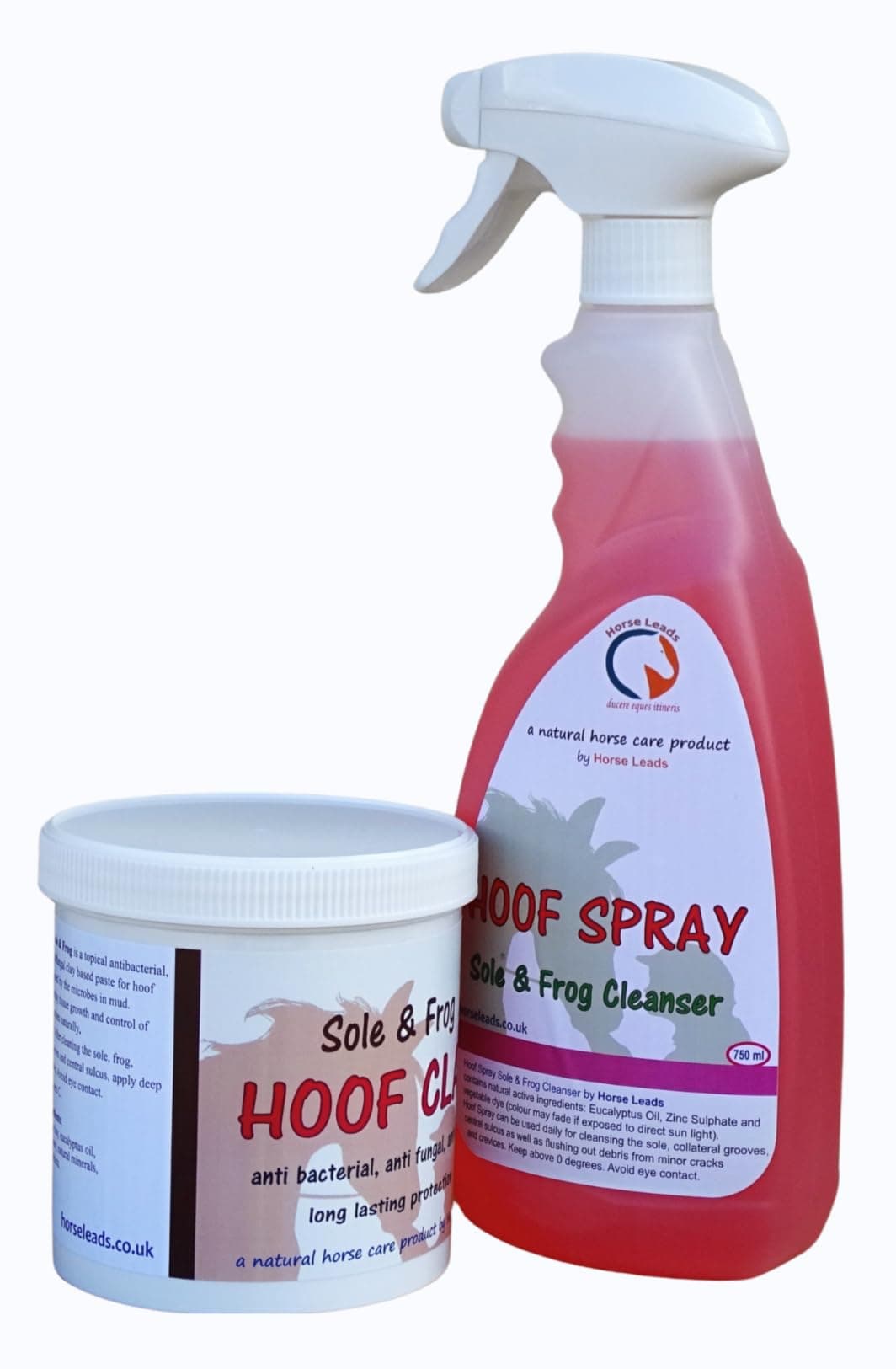 Horseleads Hoof Clay 900 g and Hoof Spray 750 ml Saver Combo, field dressing paste and antiseptic spray for thrush