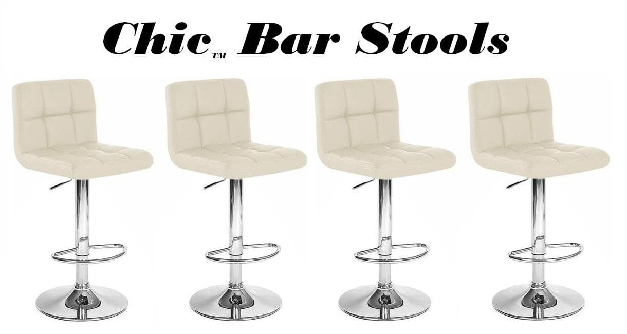 South Mission Chic Modern Adjustable Synthetic Leather Swivel Bar Stools - Set of 4 (Creme)