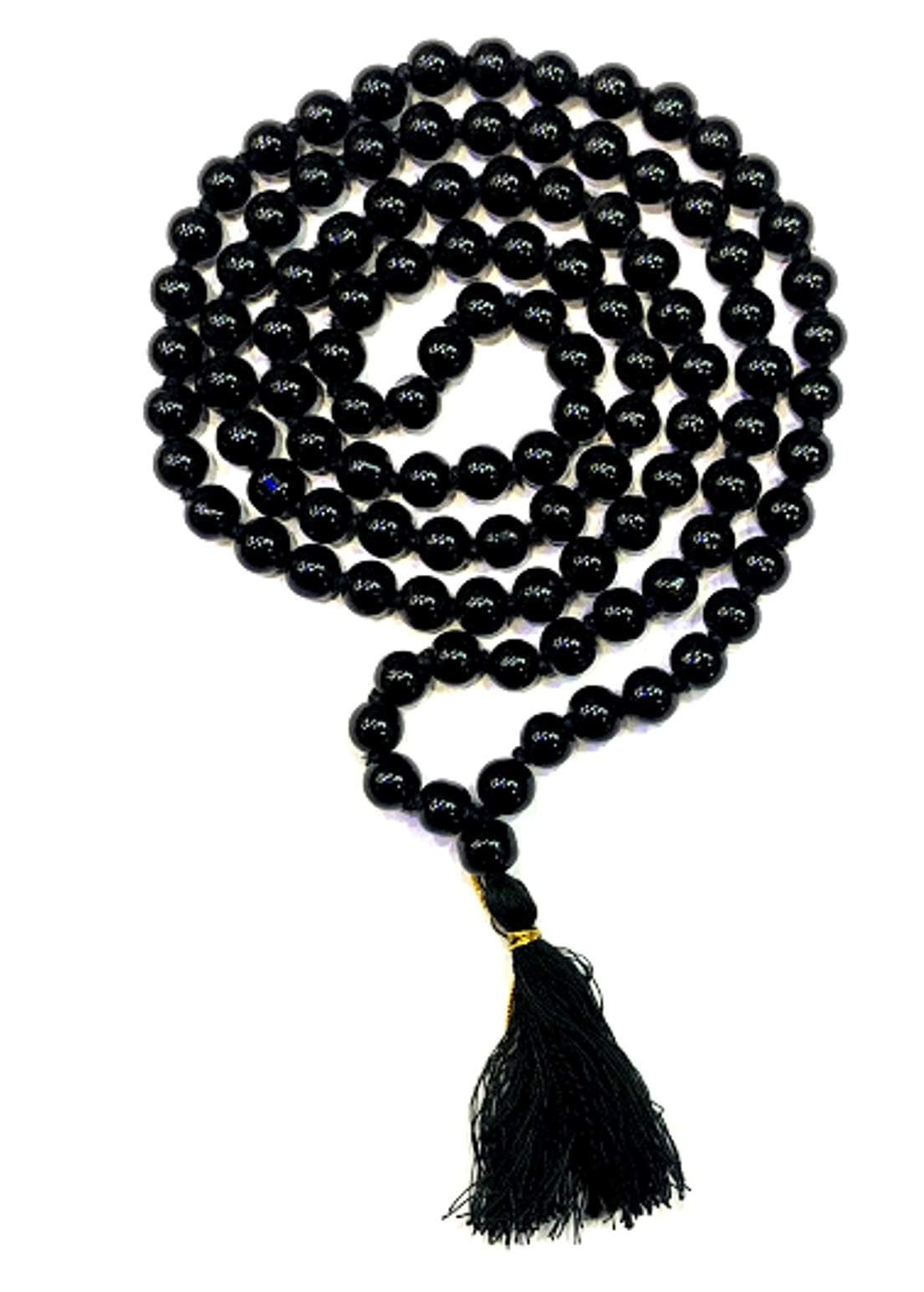 Divya Shakti Stone 108 + 1 Beads Agate Hakik Jaap Mala for Unisex Adult (Black, 6 mm)