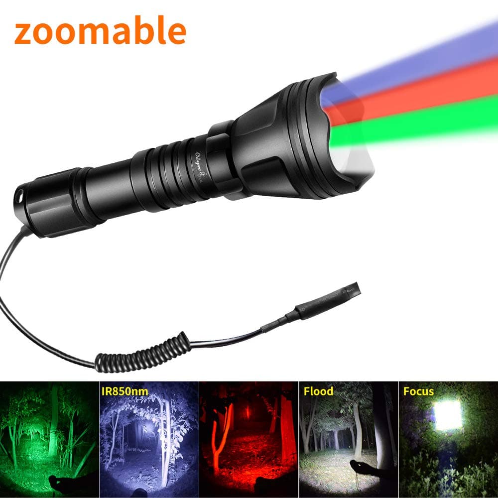 Odepro KL52 zoombare flashlight, ir850 LED lamp Red, Green, White