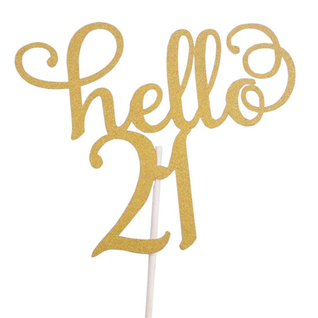 kimmyku Glitter Gold 21th 30th 40th 50th 60th Birthday Cake Topper Cake Decoration Glitz Glamour (21th)