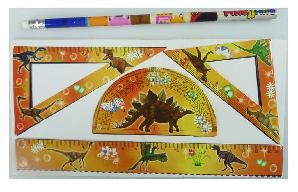 6 Piece Ruler Set, 4–Piece, with dinosaur motifs Free 6 pencils dazu. ruler Set, Paint, Draw, gifts, gift