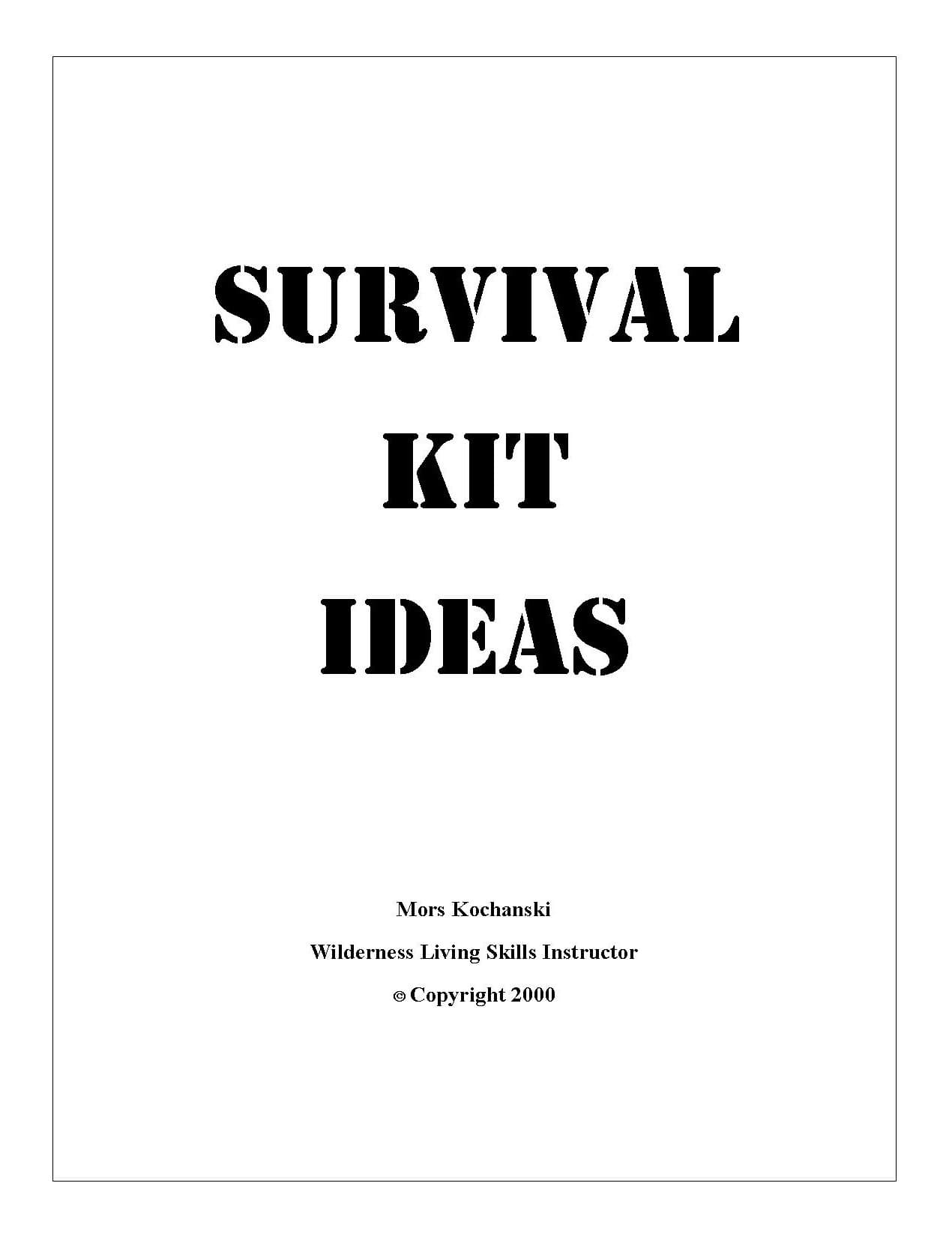 Survival Kit Ideas Kindle Edition