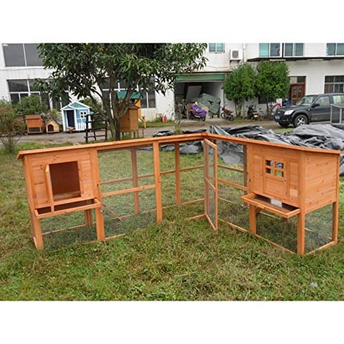 DELUXE 98" Corner Rabbit Hutch Bunny Chicken Coop Guinea Pig Ferret Cage