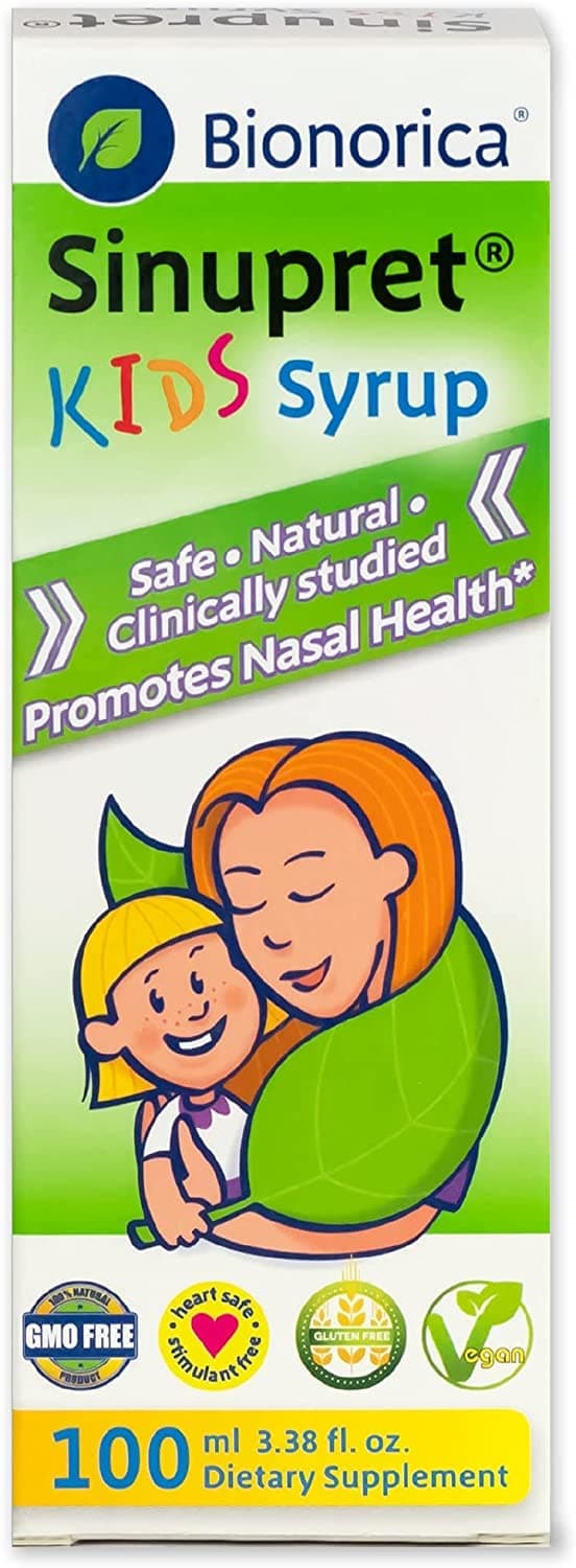 Sinupret Kids Sinus & Immune Syrup Respiratory & Immunity Boost Natural, Fast Acting Herbal Support with Verbena & Elder Flower - Cherry Flavor - 3.38 oz