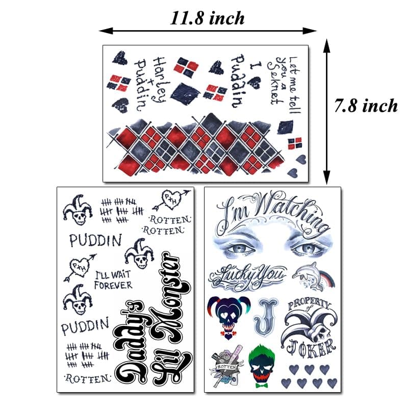 3 Sheets Temporary Tattoos Tattoo Sticker Perfect for Halloween Cosplay Costumes and Party Accessories