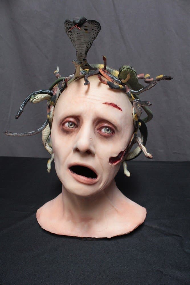 Halloween Prop - Realistic Lifesize Medusa Head with One of A Kind Snake Arrangement