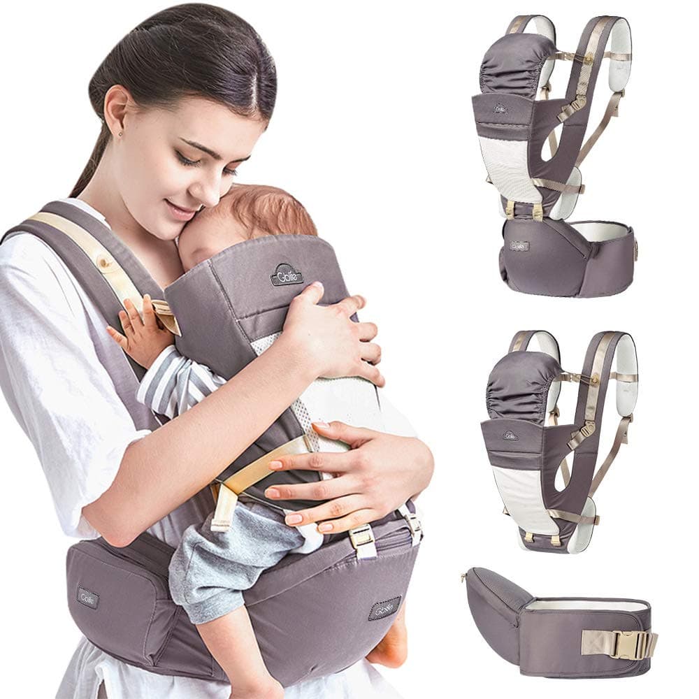 GBlife Adjustable Baby Carrier Backpack 4 Positions Pouch Bag Wrap Soft Structured Ergonomic Design for Newborn Baby Infant Toddlers (Grey)