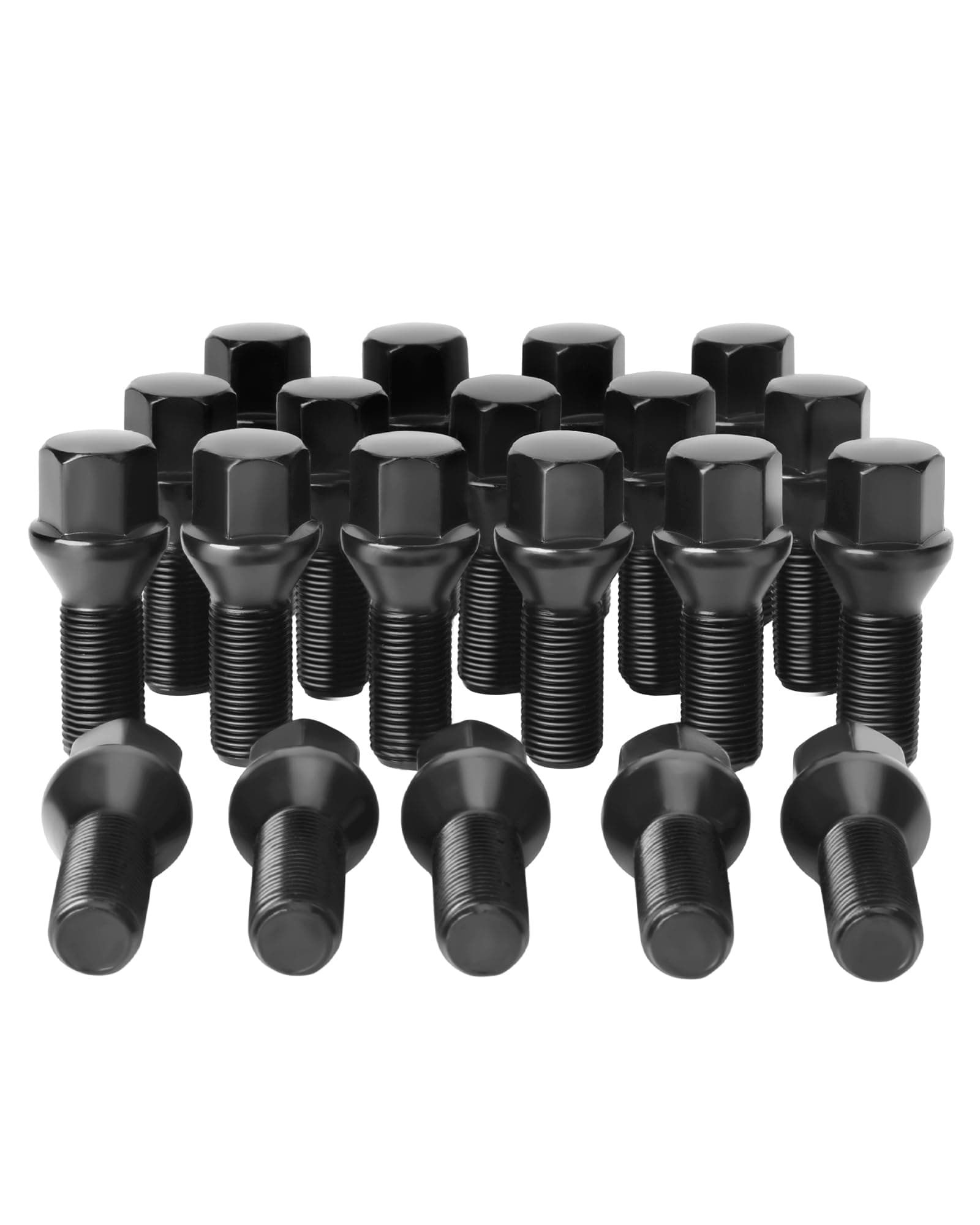 14x1.25 OEM Lug Bolts Fit for BMW 2-Series 3-Series 4-Series 5-Series 6-Series 7-Series X1 X2 X3 X4 X5 X6 M3 M4 M5 M6 i3 i8, M14x1.25 Lug Bolts Black 20PC 28mm Shank Length Conical Seat