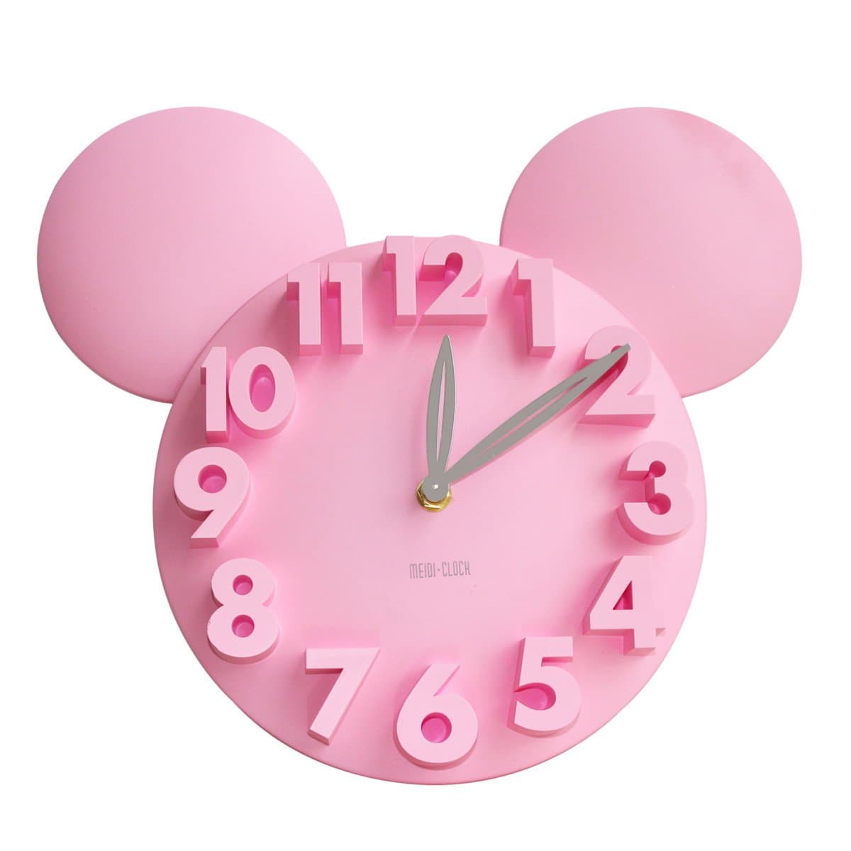 Home Meidi Digit 3D Wall Clock Decor with Big Round Modern Mouse Design, Pink Large