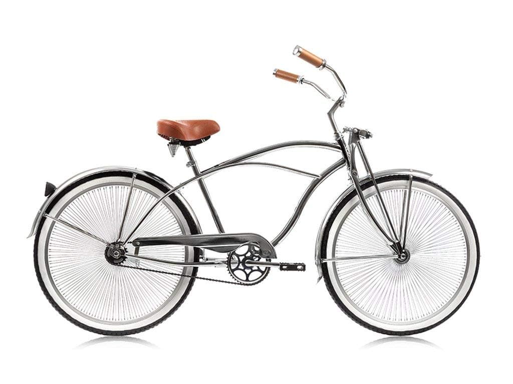 MICARGI Cougar GTS for Men, All Chrome Beach Cruiser Bikes with 68-Spoke 26" Wheels & Springer Front Fork