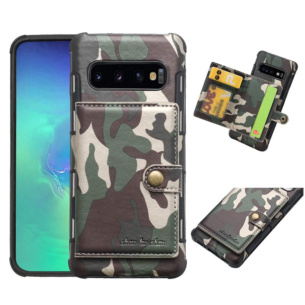 Heromiracle S10Plus Camo Case Wallet Flip Fold Compatible with Samsung Galaxy S10 Plus Back Cover Card Holder Gallery S 10 S 10Plus Coque 6.4 inch