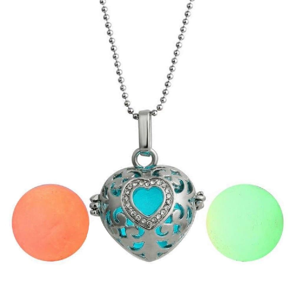 Sharefashion Nnovative Can Open the Heart-shaped Necklace Hollow Luminous Beads (SF-150N338)