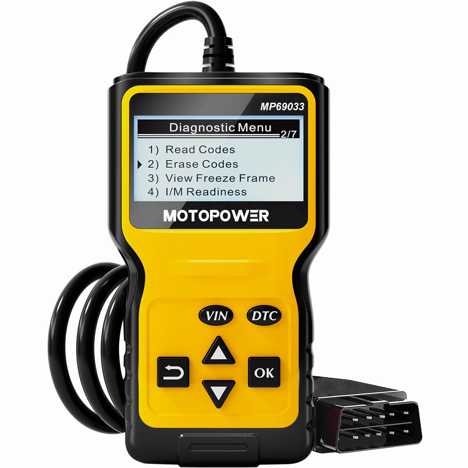 MP69033 Car OBD2 Scanner Code Reader Engine Fault Scanner CAN Diagnostic Scan Tool for All OBD II Protocol Cars Since 1996, Yellow