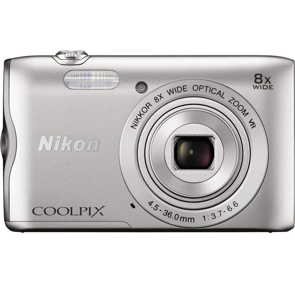 Nikon Coolpix A300 20.1MP 8x Optical Zoom NIKKOR WiFi Silver Digital Camera 26519B - (Renewed)