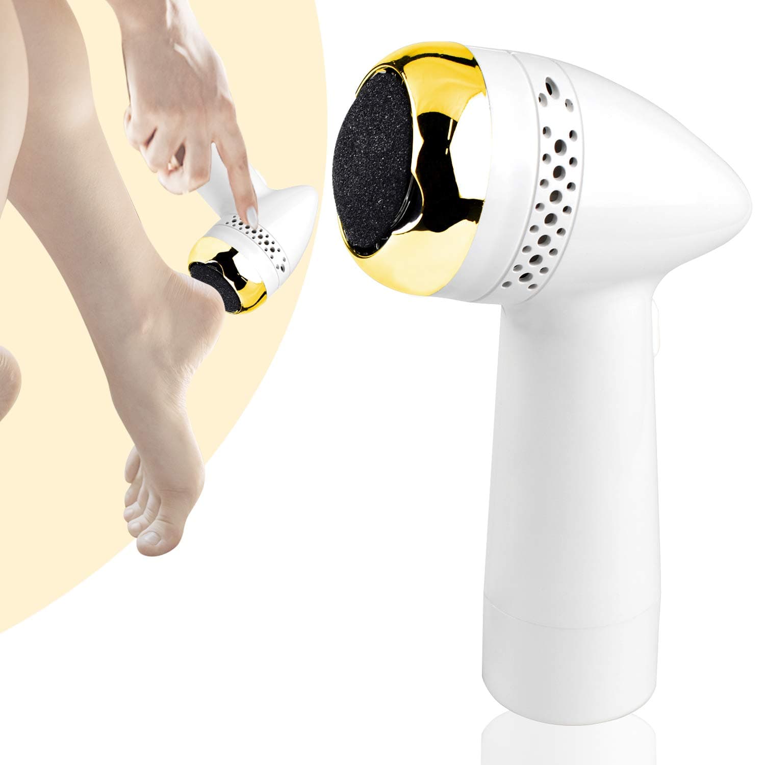 100FIXEO Electric Vacuum Adsorption Foot File Grinder Pedicure Callus Remover For Feet Scrubber Remove Dry Dead Hard Cracked Skin (Gold)