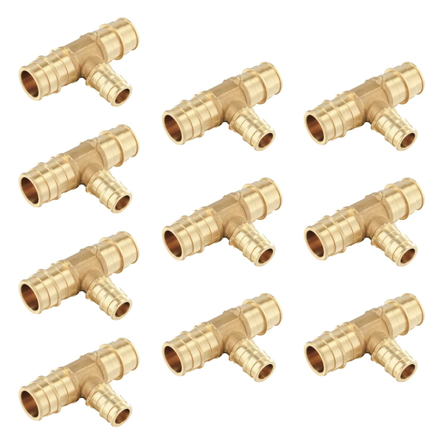 (Pack of 10) EFIELD Pex A Full Flow Expansion Brass Fittings 3/4"x 3/4"x 1/2" Reducing Tee ONLY For Pex-A Tubing Connection, ASTM F1960,(PEX1960120)