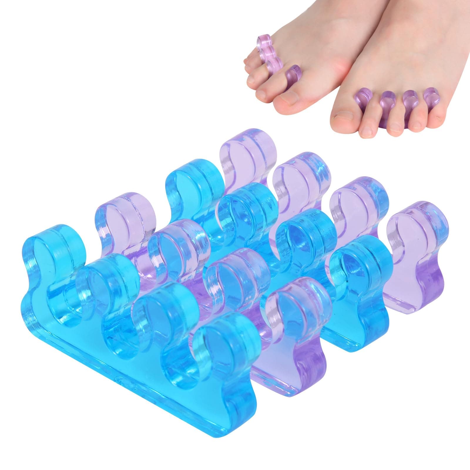 Toe Separators for Women, Pedicure Toe Spacers & Spreaders - Yoga Relax and Finger Dividers, Gel Silicone Toe Separators for Pedicure, Nail Polish, Toenail Painting (2-Pairs)