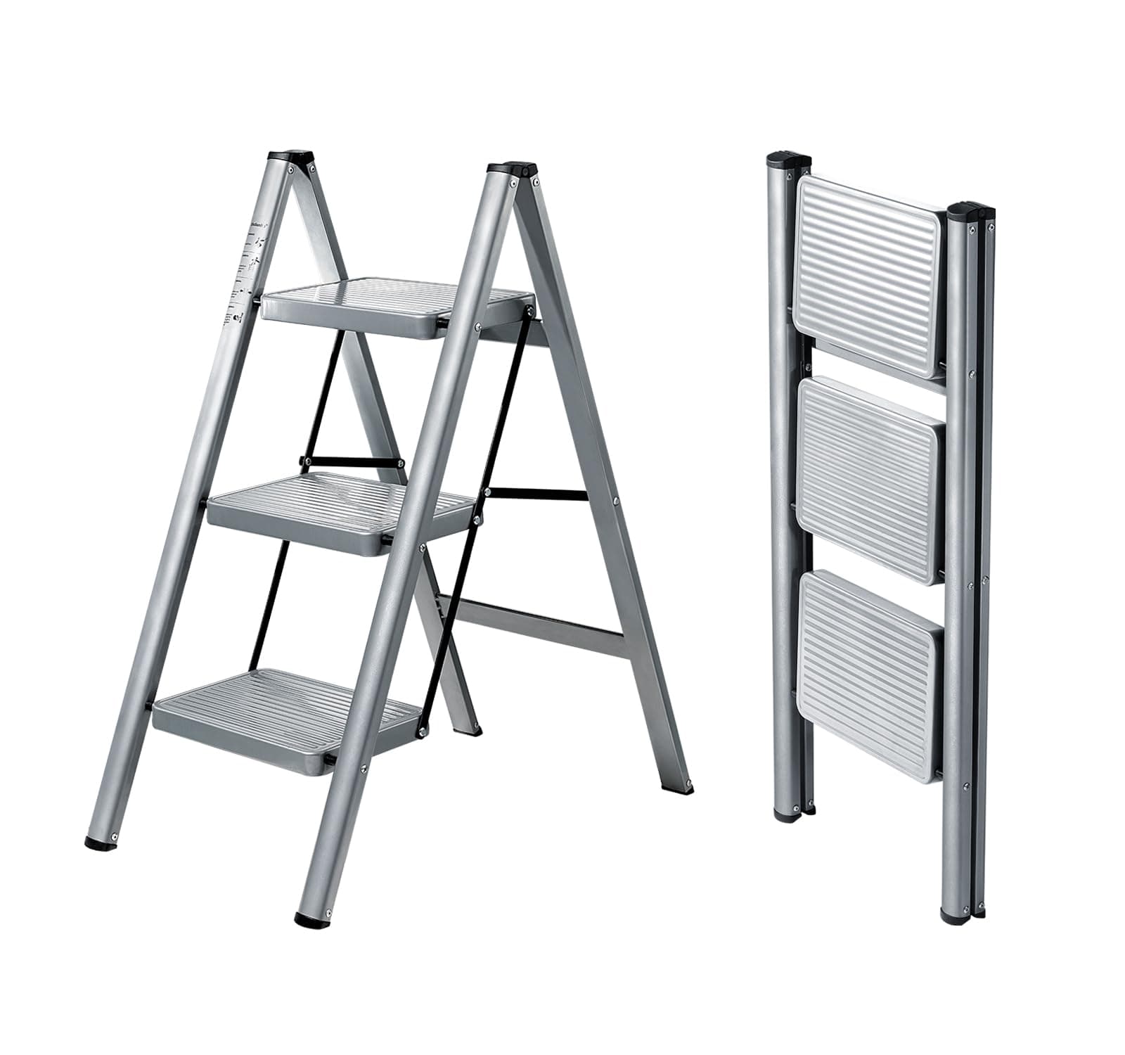 XinSunho 3 step ladder,Sturdy Steel ladder foldable,Folding Step Stool with Wide Anti-Slip Pedal,Lightweight, Portable Multi-Use Stepladder for Home, Kitchen, Library,Office 330lbs