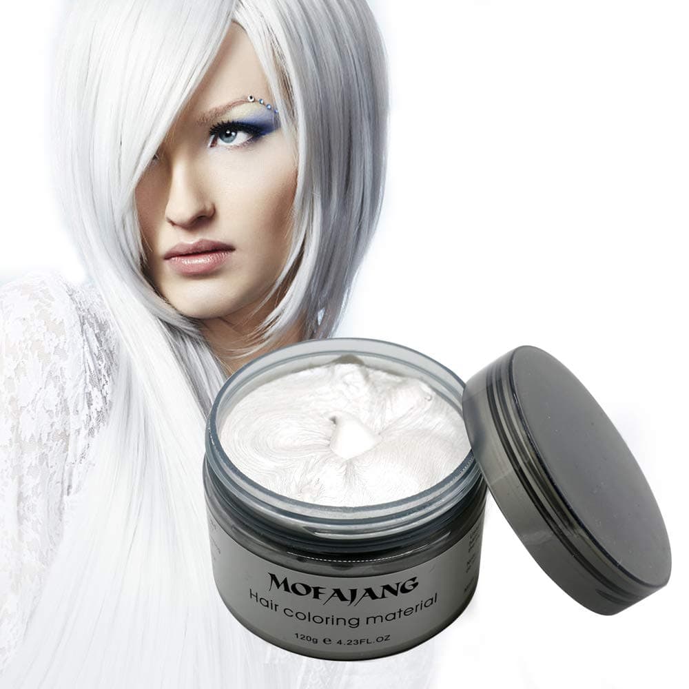 BeeShineHair Coloring Wax, Ivory White Disposable Instant Matte Hairstyle Mud Cream Hair Pomades for Kids Men Women to Cosplay Nightclub Masquerade Transformation