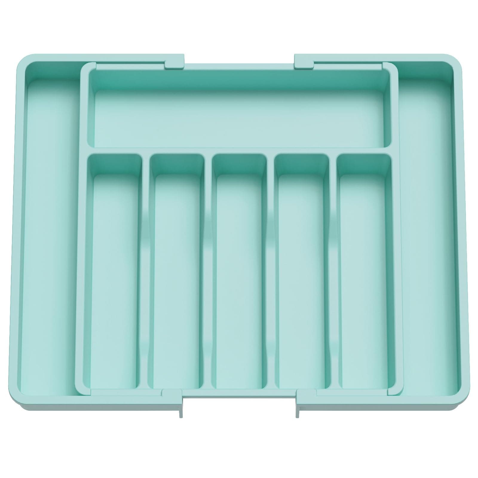 Lifewit Silverware Drawer Organizer, Expandable Utensil Tray for Kitchen, BPA Free Flatware and Cutlery Holder, Adjustable Plastic Storage for Spoons Forks Knives, 13-22 x 15", Turquoise