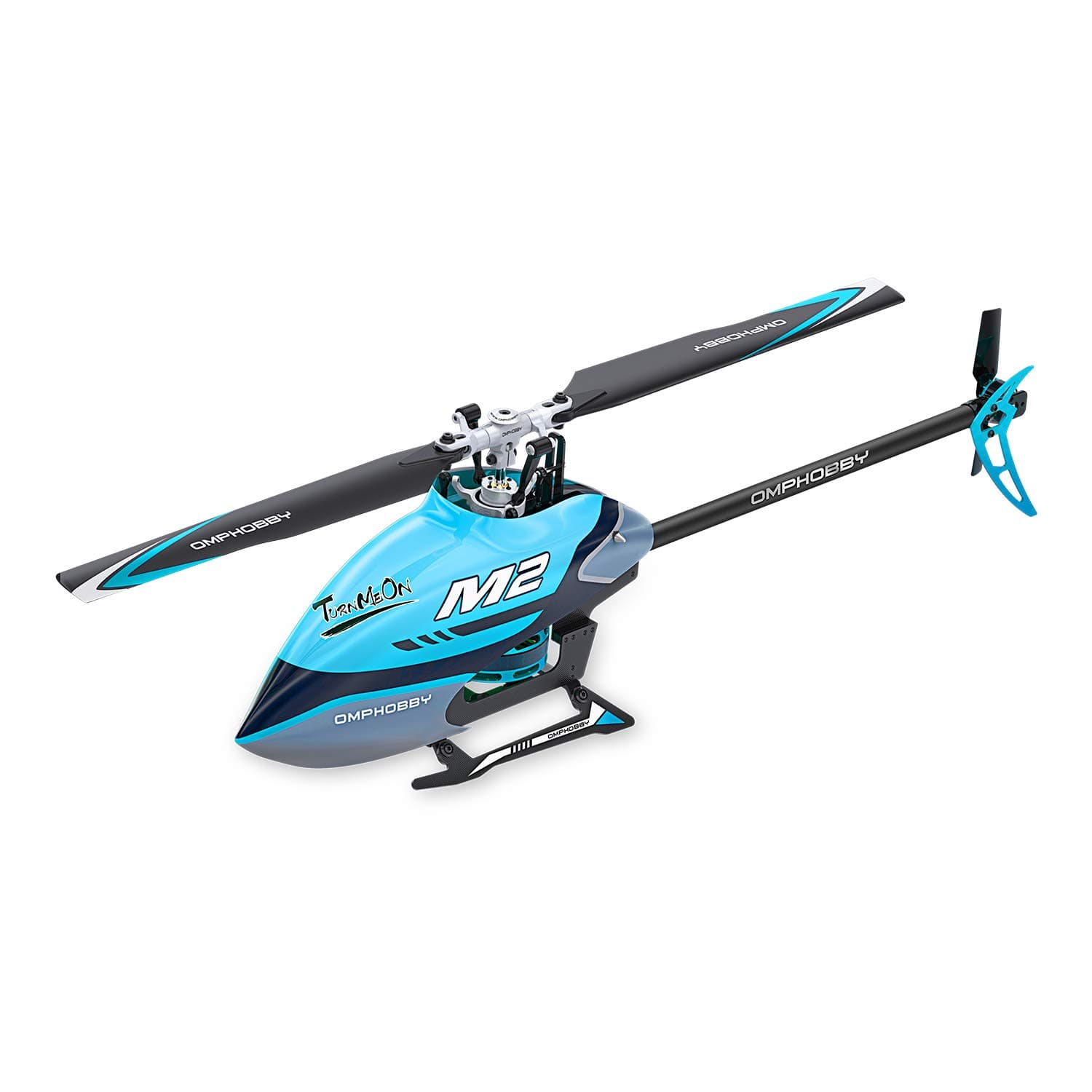 OMPHOBBY M2 Remote Control Helicopter Dual-brushless Motor RC Helicopter for Adults Direct-Drive 3D Helicopter-BNF RC Helicopter (Miami Blue)