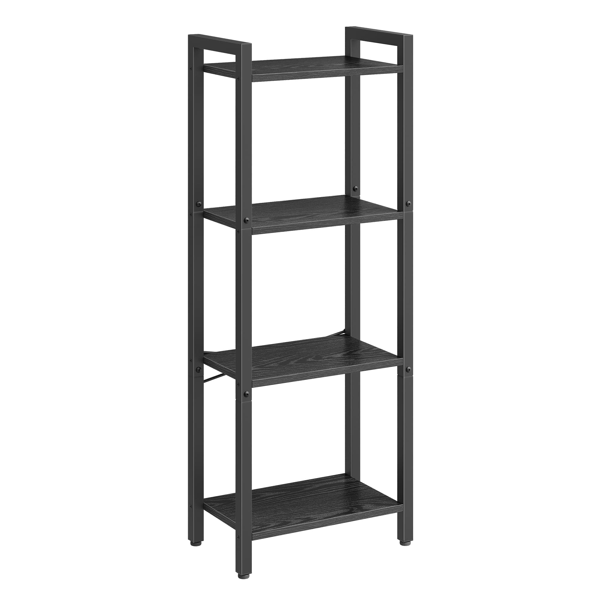 VASAGLE 4-Tier Bookshelf, Bookcase, Shelving Unit, for Office, Study, Living Room, Bedroom, 24 x 40 x 107 cm, Industrial, Ebony Black and Ink Black LLS099B56