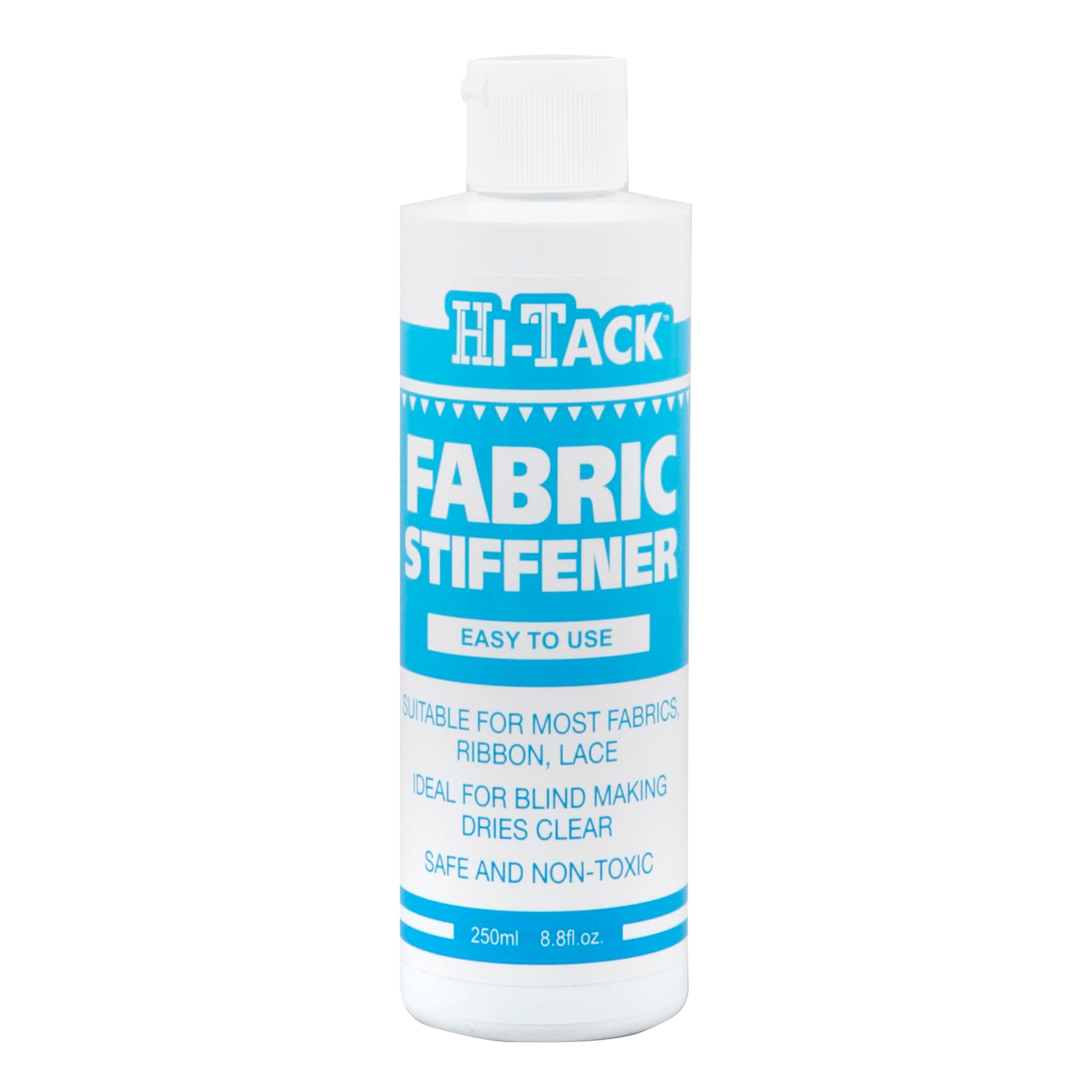HI-TACK Fabric Stiffener 250ml – Easy-to-Use, Safe & Non-Toxic Permanent Stiffening with Built-In Sheen Suitable for Synthetic & Natural Fabrics Ideal for Blind Making Brush or Dip Application