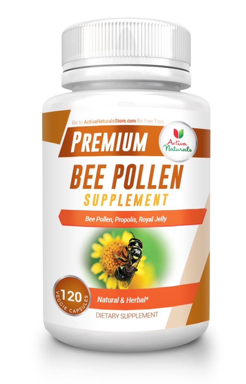 Bee Pollen Supplement with Royal Jelly & Propolis - 120 Vegetarian Capsules