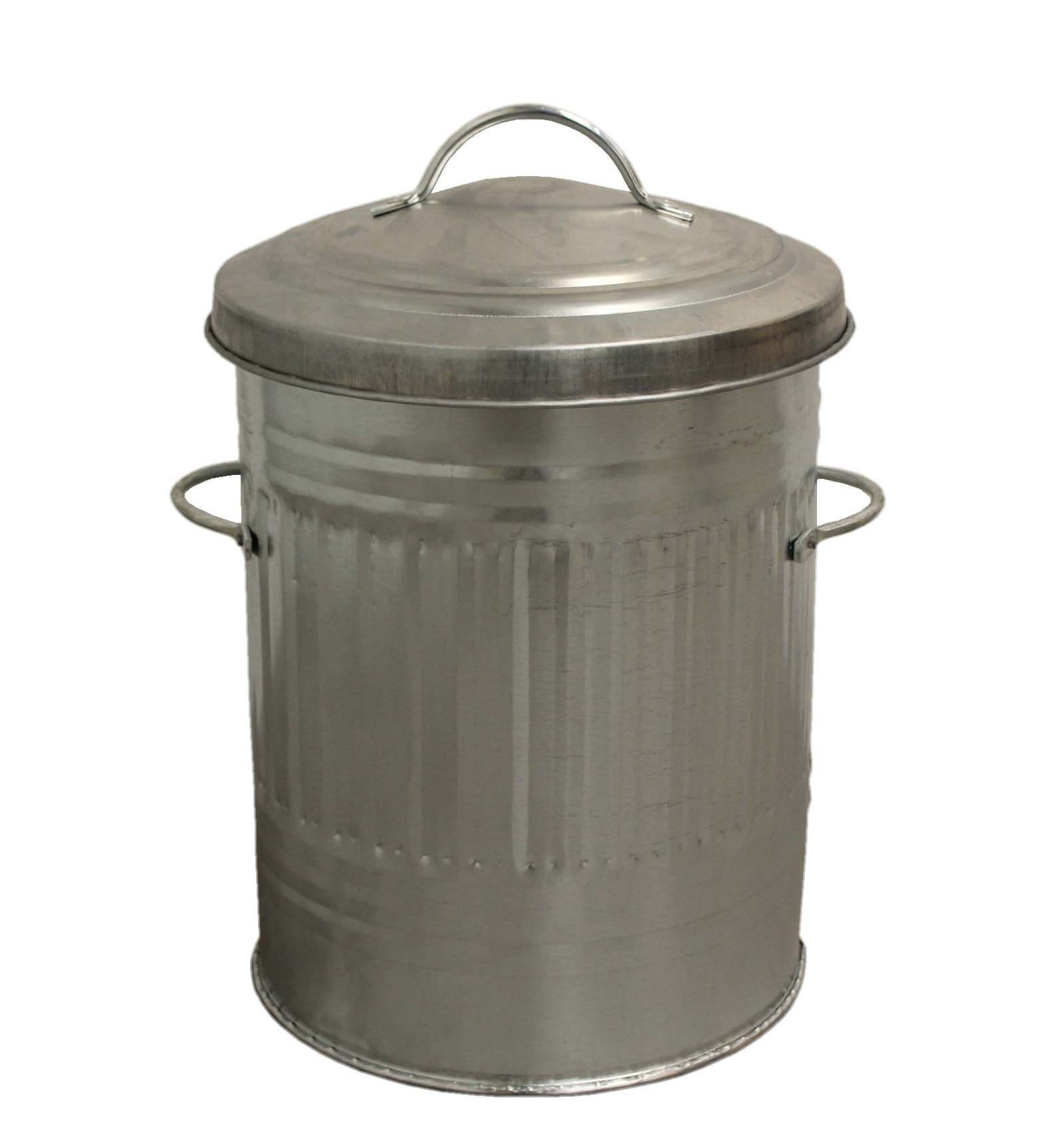 Small Silver 30L Litre Galvanised Metal Bin - Rubbish Waste Dustbin / Animal Feed / Lidded Storage