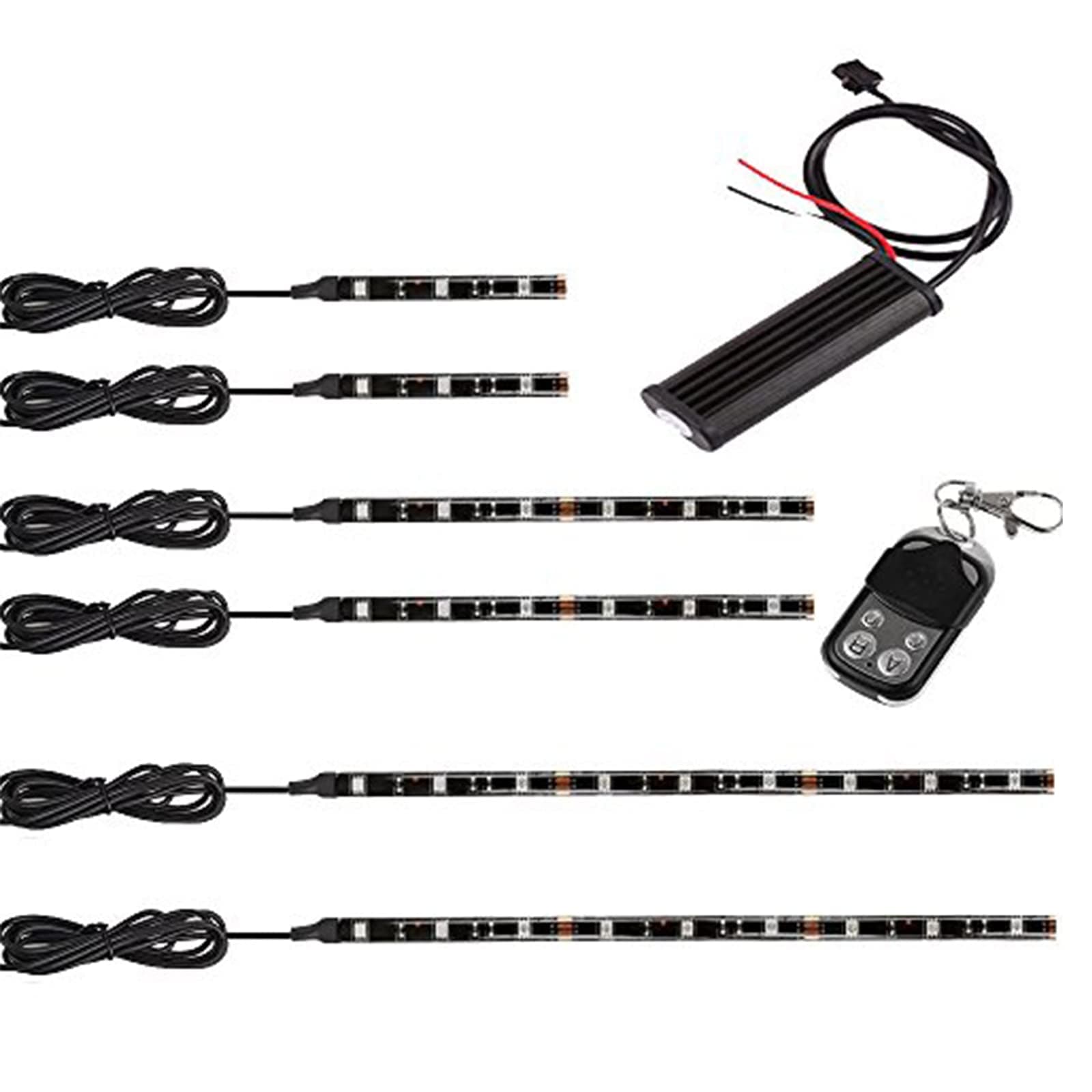 JinXiu 6PCS Muti Color Underbody LED Motorcycle Noen Accent Strip Light Kit with Remote Control