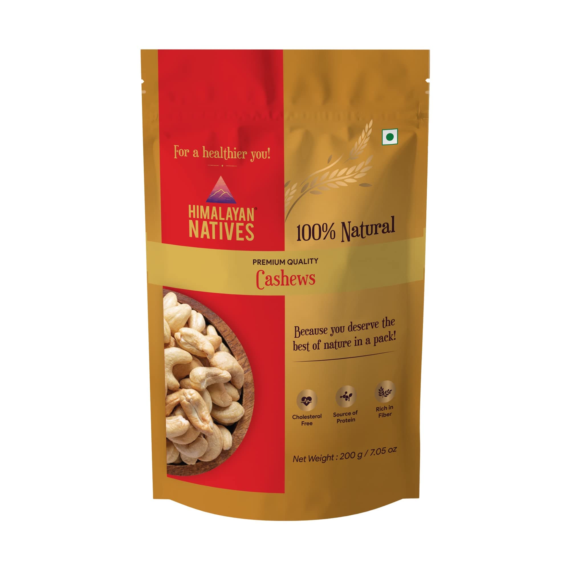 Himalayan Natives 100% Natural Cashews | Natural Cashew | Cashews | Kaju | Cashew nut | Unsalted Cashew | Whole cashews | Dry fruits | Himalayan Natives Quality Cashews 200g
