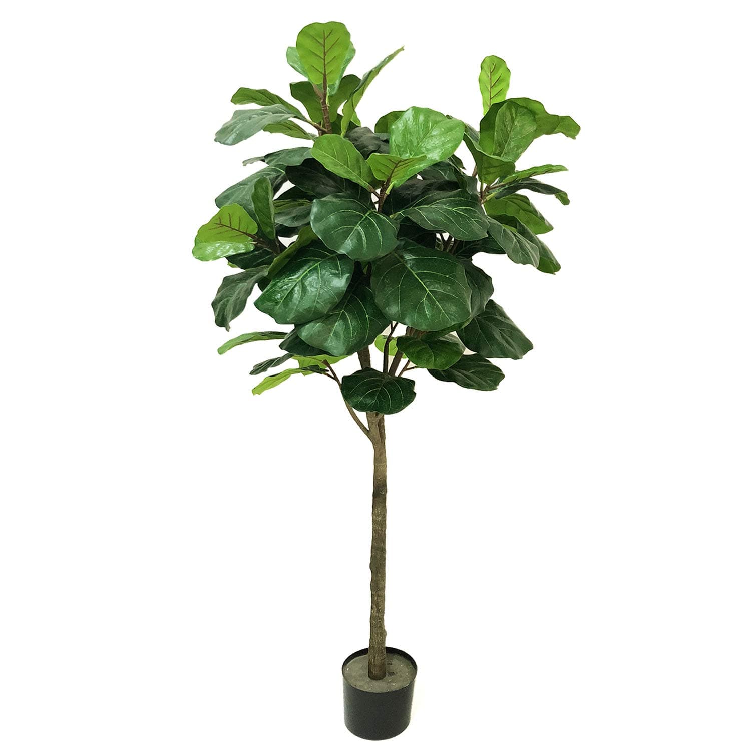 BESAMENATURE 5.2-Feet RTA Fiddle Leaf Fig Tree, Potted Artificial Ficus Lyrata for Home Decor, Green