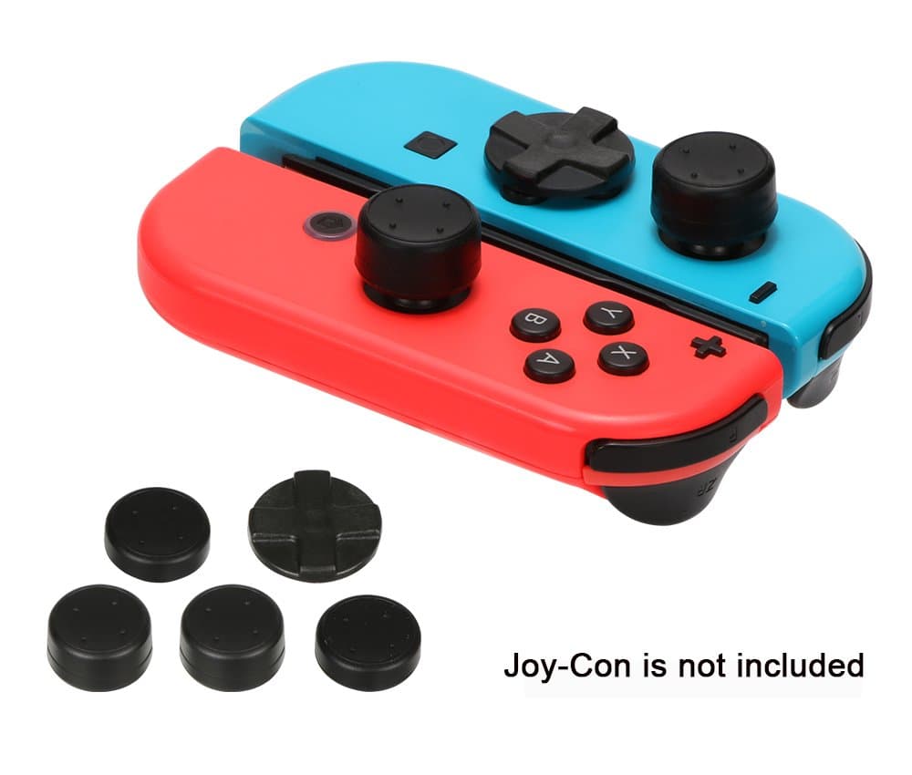Silicone Thumb Stick Cap Grips Protect Cover Set(5 in 1) for Nintendo Switch Joy-Con - Black