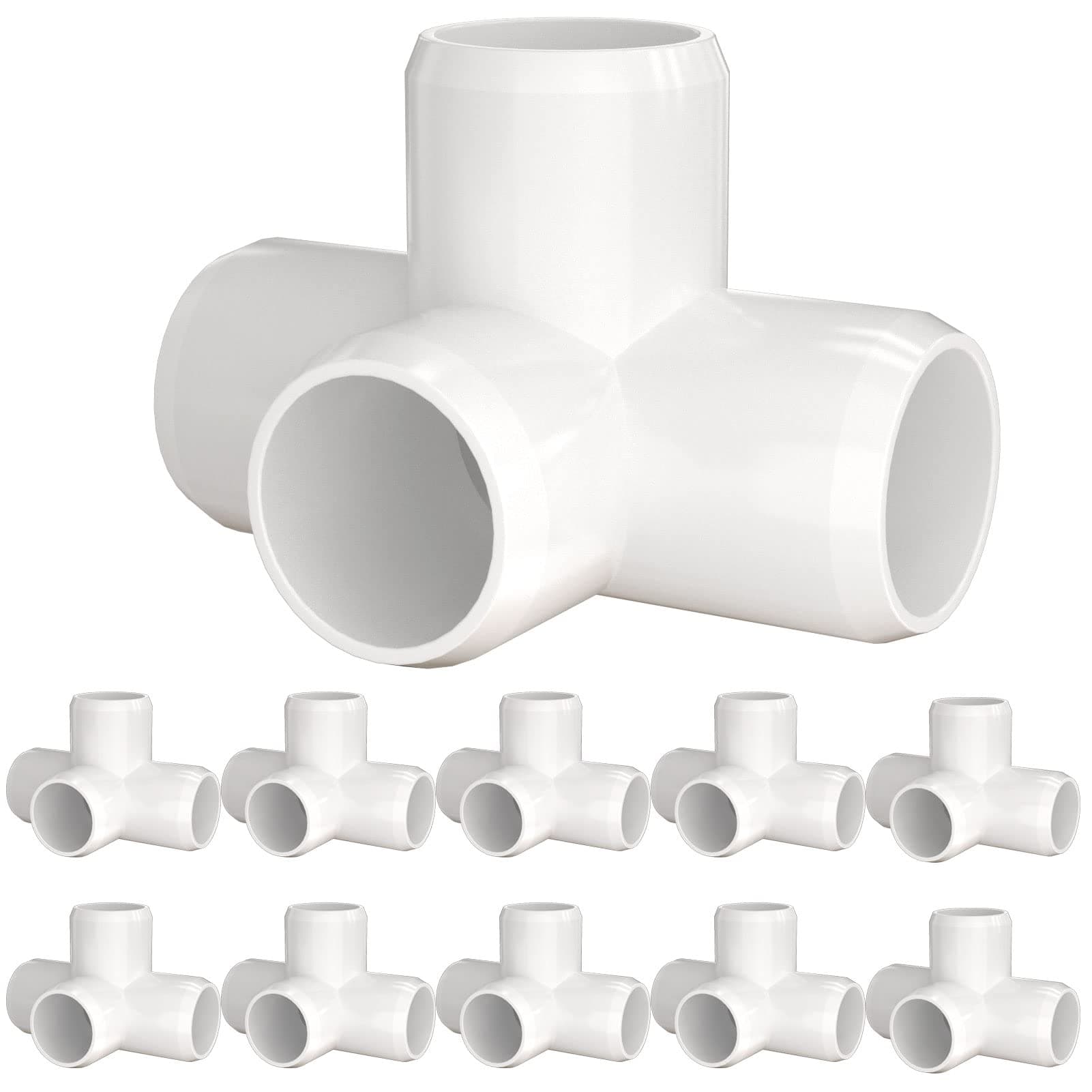 4-Way 1 inch PVC Elbow Fitting, PVC Pipe Connectors - Build Heavy Duty Furniture Grade for 1 inch PVC Pipe, White [Pack of 10]