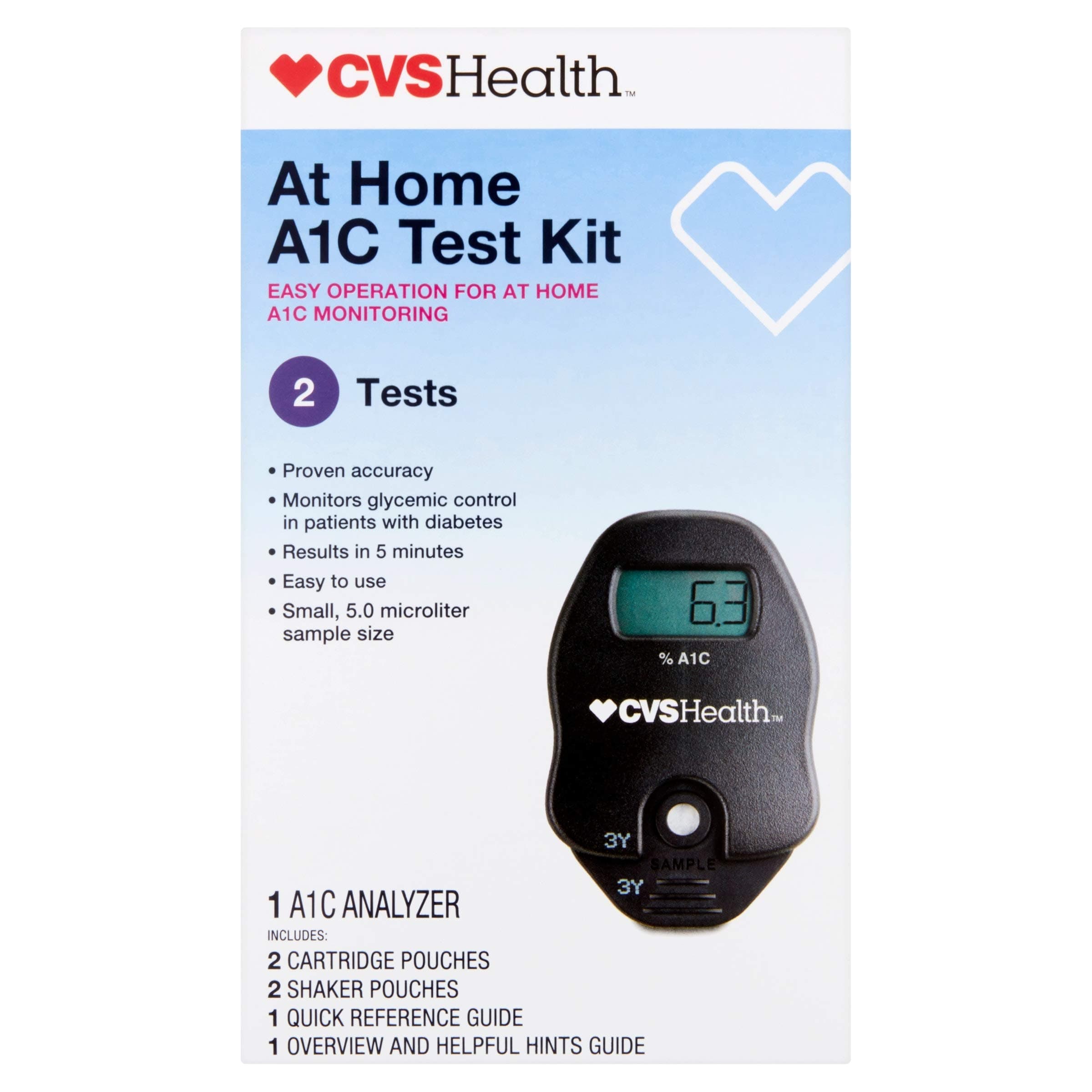 CVS A1C At Home Test Kit, Home Use Monitoring of Glycemic Control, Easy Operation for Home A1C Monitoring