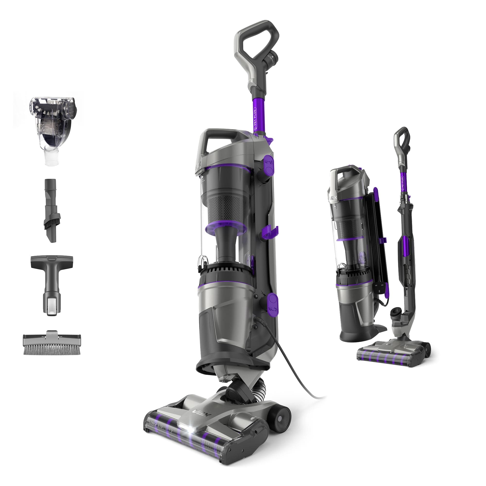 Air Lift 2 Pet Plus Upright Vacuum | VersaClean Technology | Lift Out Technology | Additional Tools - CDUP-PLXP, Grey/Purple