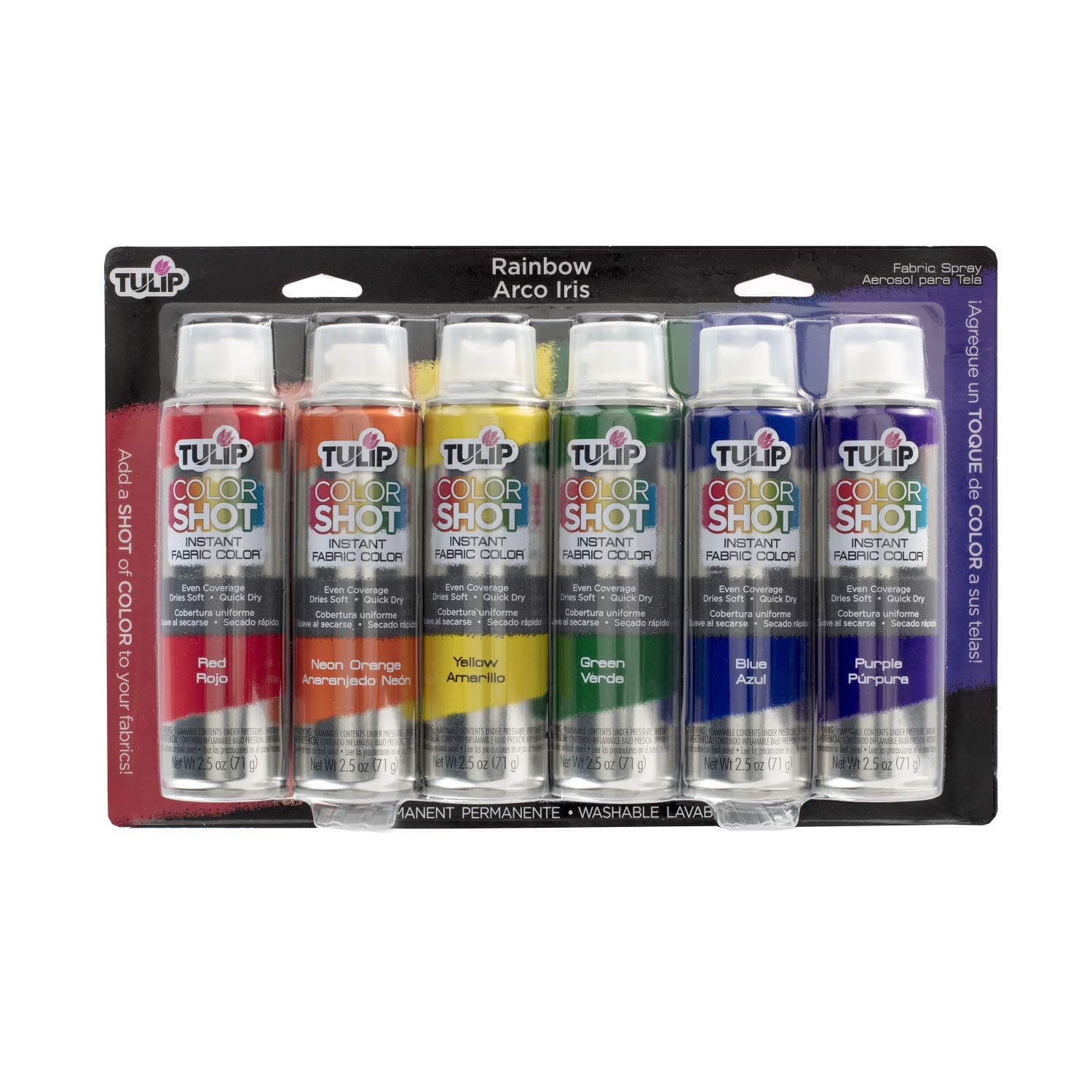 COLORSHOT Permanent Spray Paint for Fabric, Quick Dry, Dries Soft, Colorful, Rainbow