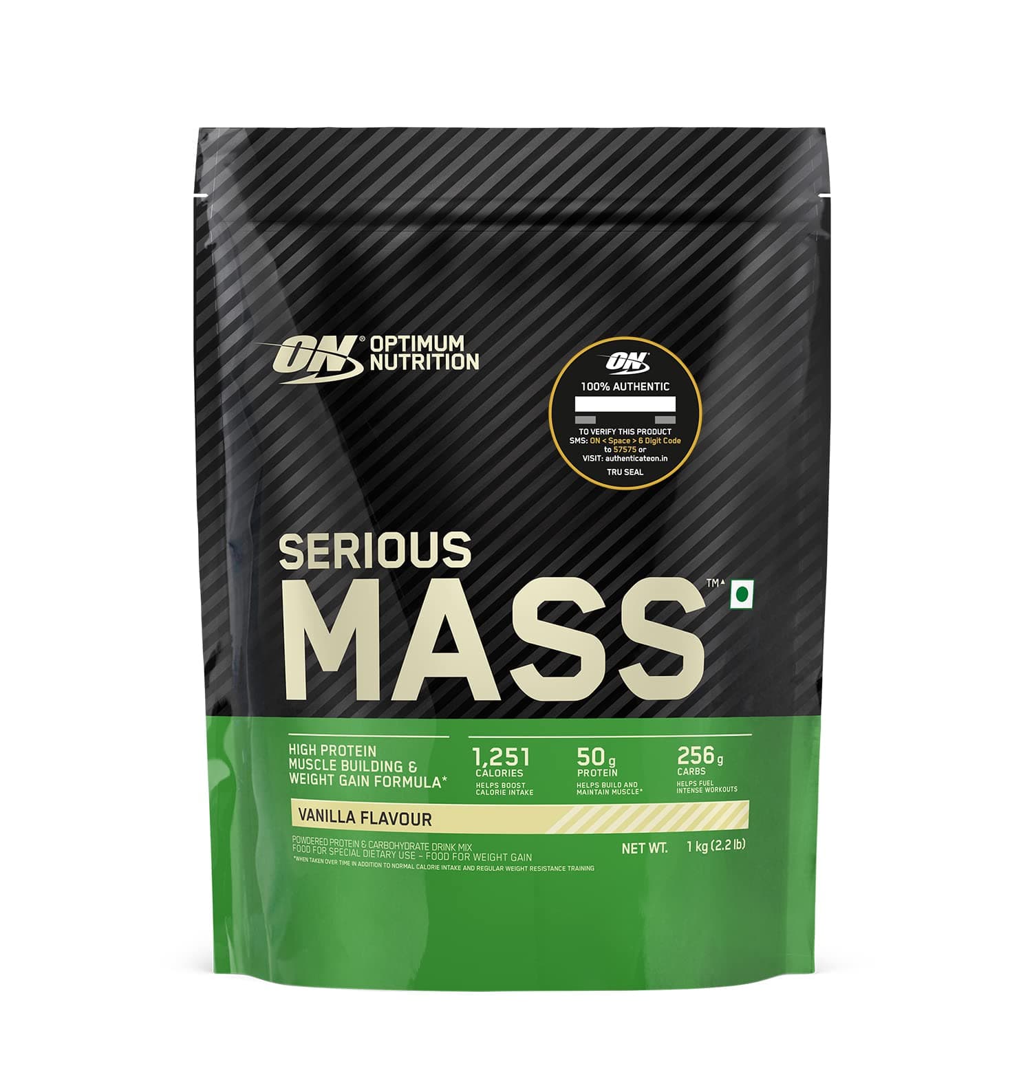 Optimum Nutrition (ON) Serious Mass High Protein High Calorie Weight Gainer Powder - 1 kg (Vanilla) with Vitamins and Minerals, Vegetarian