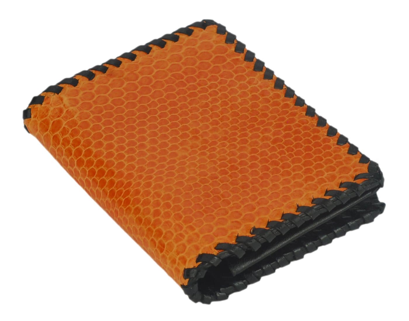 Tom Barrington Leather Business Card Wallet, Snake Leather, Salmon With Black Leather Interior